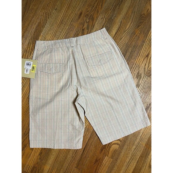 Woolrich Women’s Bermuda Khaki Checkered Shorts Size 6 NWT Pink Blue - Picture 8 of 13